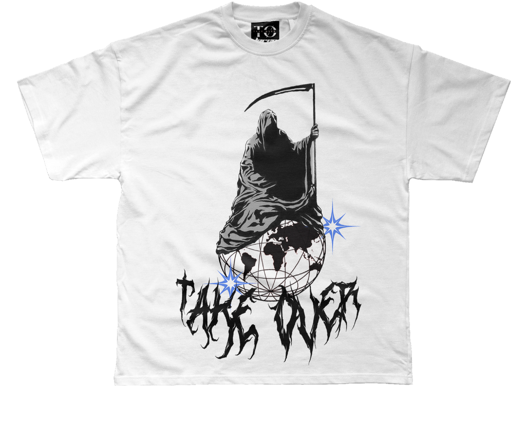 Take Øver Reaper Tee White/Blue 🎲🦇 - TakeOver Apparel